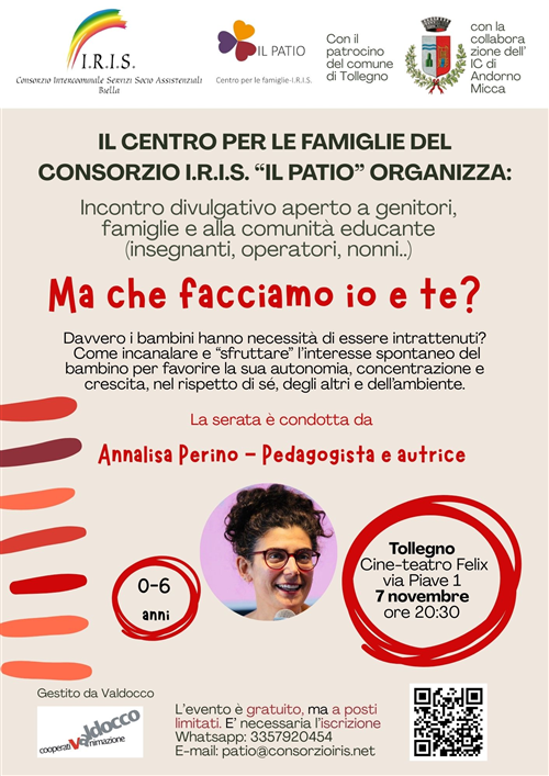 Eventi divulgativi gratuiti a genitori, famiglie, insegnanti, operatori e nonni a cura di Iris
