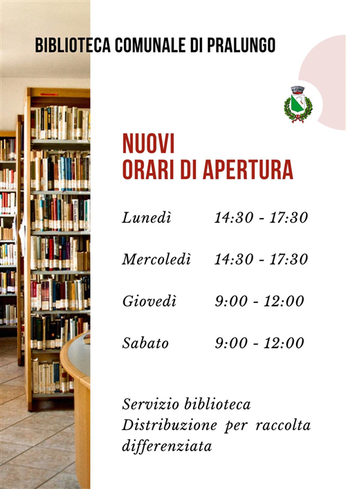 Nuovo orario apertura Biblioteca Comunale